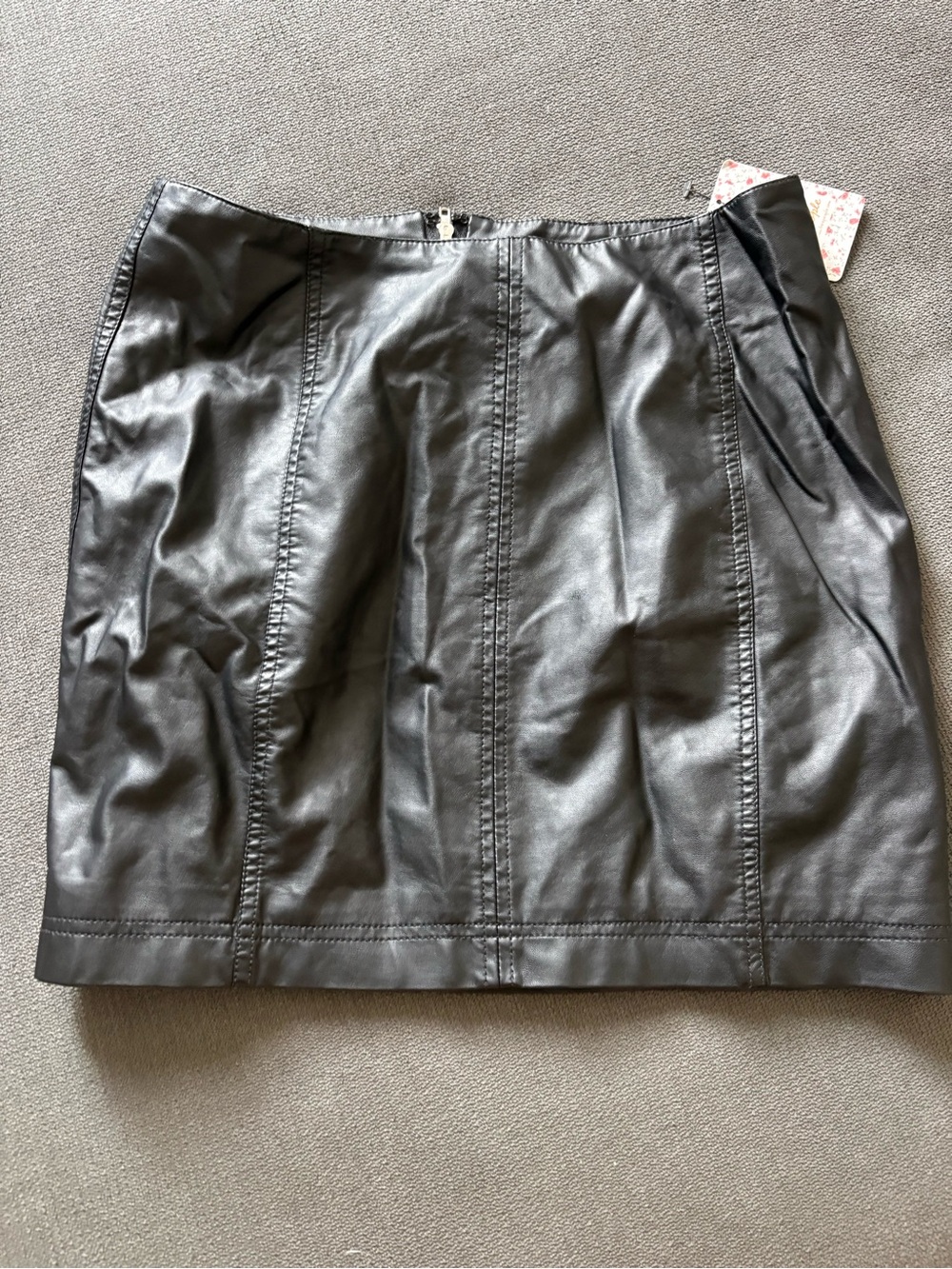 Free People Black Faux Leather Panel Mini Skirt